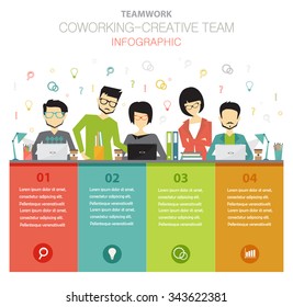 coworking, creative team infographic concept