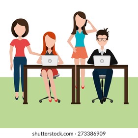 Coworking design over white background, vector illustration.