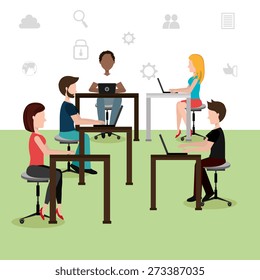 Coworking design over white background, vector illustration.