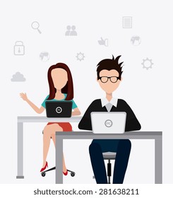 Coworking design over white background, vector illustration.