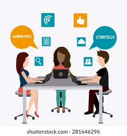 Coworking design over white background, vector illustration.