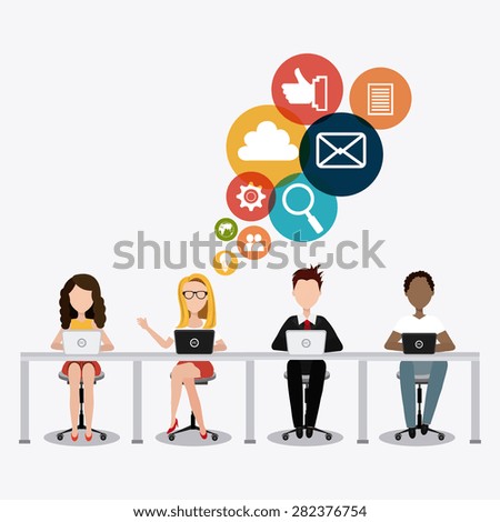 Coworking design over white background, vector illustration.