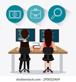 Coworking digital design, vector illustration eps 10