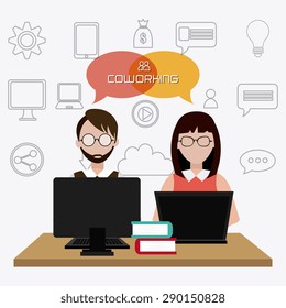 Coworking digital design, vector illustration eps 10