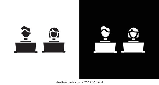 Coworking icon Vector flat thin line illustration