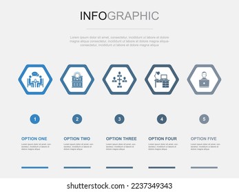 coworking icons Infographic design template. Creative concept with 5 steps