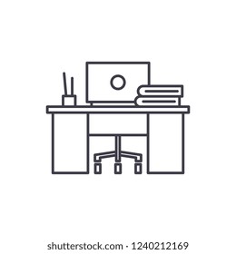 Coworking line icon concept. Coworking vector linear illustration, symbol, sign