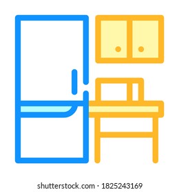 coworking litchen furniture color icon vector. coworking litchen furniture sign. isolated symbol illustration