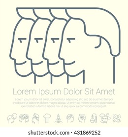 Coworking process. Team. Vector mock up.