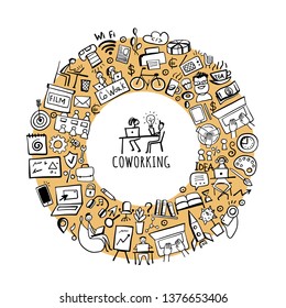Coworking space, concept background for your design