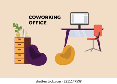 Coworking space. Coworking concept. Flat vector illustrations isolated. 