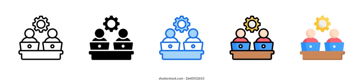 Conjunto de iconos de espacio de coworking Colección de estilo múltiple