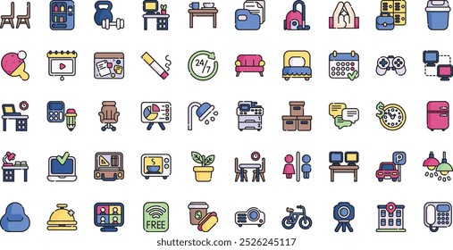 Coworking space icons High-Quality Vector Icons Collection with Editable Stroke. Ideal for Professional and Creative Projects.