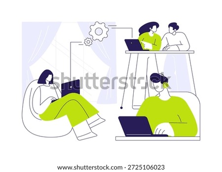 Coworking space isolated cartoon vector illustrations. Group of diverse people in coworking space, business activity, remote job, freelancers lifestyle, digital nomad vector cartoon.