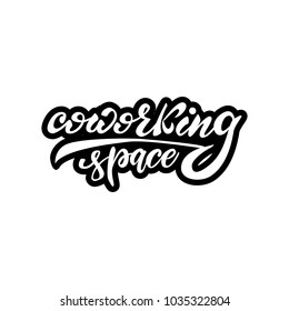 Coworking space lettering inscription. Vector illustration.