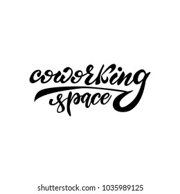 Coworking space lettering inscription. Vector illustration.