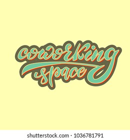 Coworking space lettering inscription. Vector illustration.