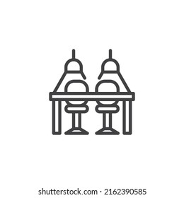 Icono de línea de espacio de trabajo. signo de estilo lineal para concepto móvil y diseño web. Icono de vector de esquema del área de trabajo de Office. Símbolo, ilustración del logotipo. Gráficos vectoriales