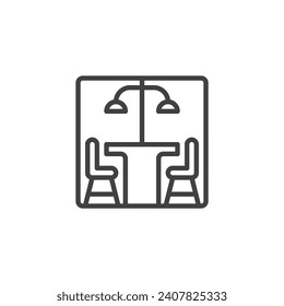 Coworking space line icon. Workspace linear style sign for mobile concept and web design. Co working office outline vector icon. Symbol, logo illustration. Vector graphics