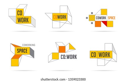 Coworking Space, networking zone logo and icons collection.