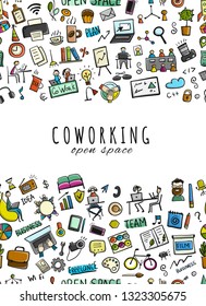 Coworking space, seamless pattern for your design