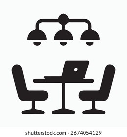 Coworking space solid icon showing shared office desk, collaboration, teamwork and business concepts in clean glyph style design