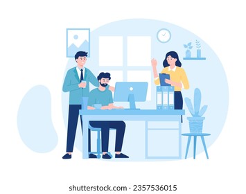 Concepto de tendencia en el espacio de coworking ilustración plana
