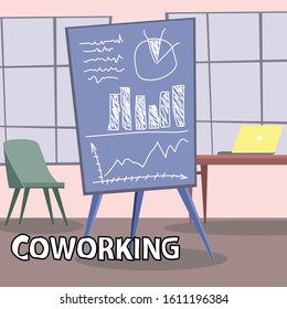 coworking studio, background, graphics board
