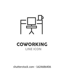 Coworking symbol thin  line icons. Vector illustration symbol elements for web design.
