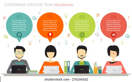 Coworking, Teamwork, Creative Team Infographic Concept