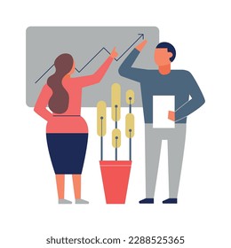 Composición plana de trabajo en equipo con colegas que trabajan juntos en proyectos de ilustración vectorial