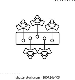 Co-working vector icon in outline