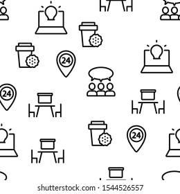Coworking Vector Seamless Pattern Thin Line Illustration