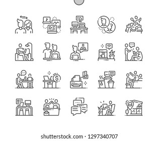 Coworking Well-crafted Pixel Perfect Vector Thin Line Icons 30 2x Grid for Web Graphics and Apps. Simple Minimal Pictogram