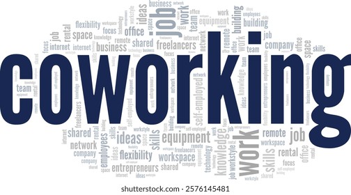 Coworking word cloud conceptual design isolated on white background.