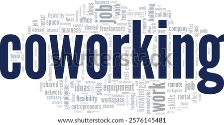 Coworking word cloud conceptual design isolated on white background.