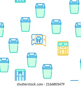 Coworking Work Office Collection Vector Seamless Pattern Color Line Illustration