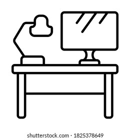 coworking work place line vector black icon
