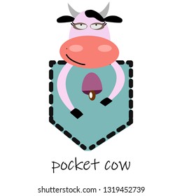 cow,pocket cow vector illustration for t-shirt print and other uses. Can be used for design of cards