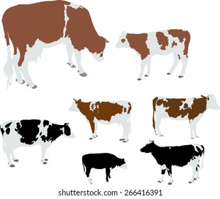 cows and calf 1 vector silhouette