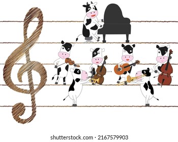 Cows enjoy singing songs and playing musical instruments.