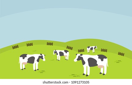 cows farm in the grassland mountain view.