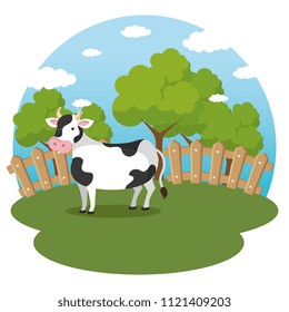 cows in the farm scene