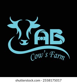 cows farm vector logo design