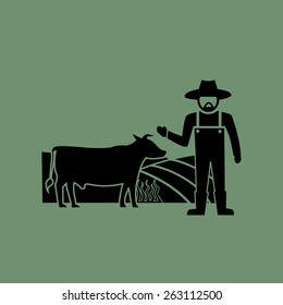 Cows farming icons.vector