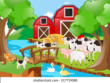 Cows and farming scene