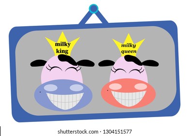 cows are friends.cows smiling in photoframe, vector illustration for t-shirt print and other uses