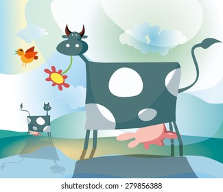 Cows grazing
