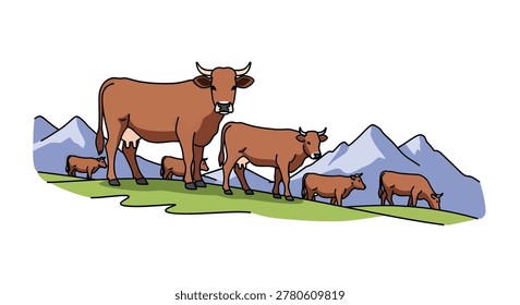 Cows grazing in a green field