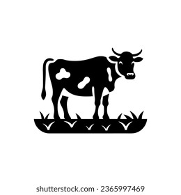 Cows grazing icon isolated on white background